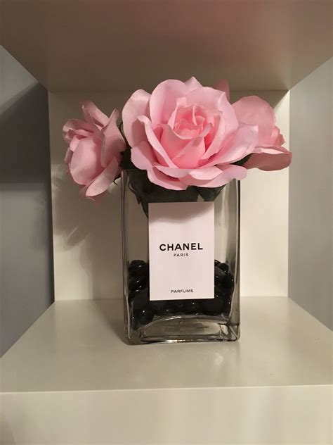 chanel bottle vase|Chanel vase with roses.